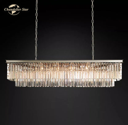 DecorBites™ LED Rectangular Crystal Chandelier for Dining Living Kitchen Island