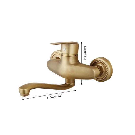 DecorBites™ Antique Brass Basin Sink Mixer Tap Wall Mounted Kitchen Faucet