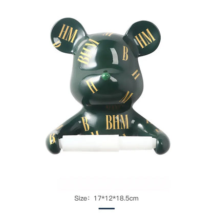 حامل مناديل ورقية على شكل دب من الراتنج من DecorBites™: حامل مناديل معلق على شكل حيوان نورديك لديكور الحائط العصري