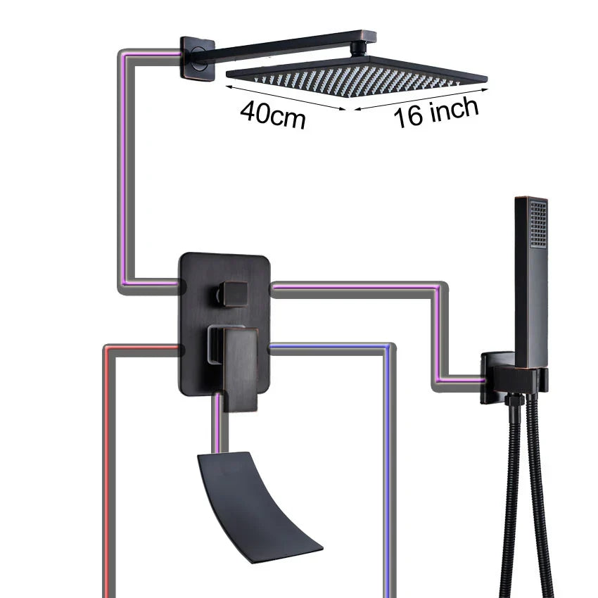 DecorBites™ Black Bronze Shower Faucet Set with Rainfall Mixer Tap & 2-ways Valve