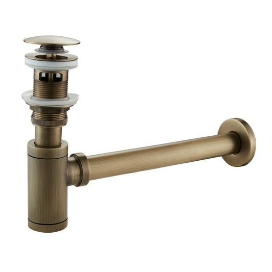 DecorBites™ Antique Brass Pop Up Drain Kit with P-Trap Pipe for Bathroom Sink.