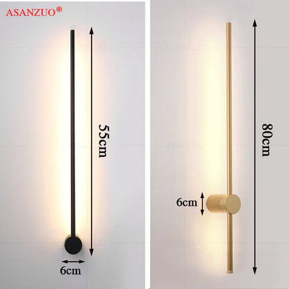 ديكوربايتس™ مصباح حائط LED من الألومنيوم باللون الأسود والذهبي، ديكور منزلي عصري لغرفة المعيشة وغرفة النوم