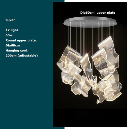DecorBites™ Golden Love Paper Chandelier: Postmodern LED Designer Lighting for Foyer