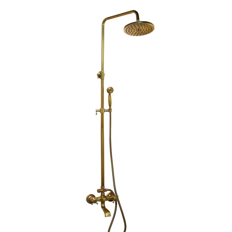 DecorBites™ Antique Brass Rainfall Shower Faucet Set with 2 Functions