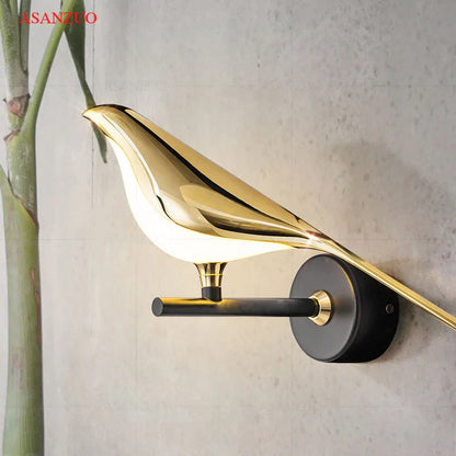 DecorBites™ Golden Bird LED Wall Lamp: Modern Design for Hallway, Stairs, Living Room, Bedroom Decor