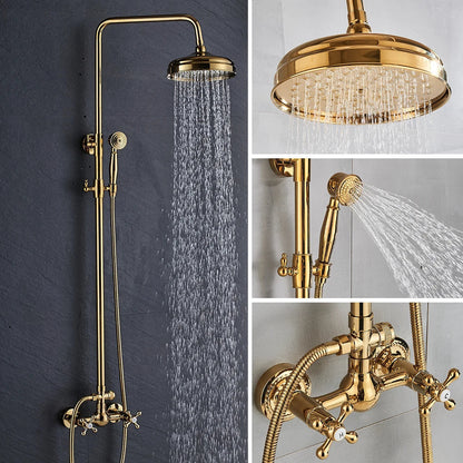 DecorBites™ Gold Brass Shower Faucet Set with Tub Spout and Dual Handles