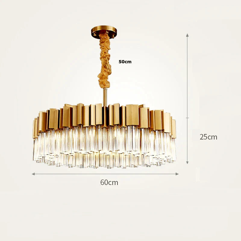 Gold Crystal Chandelier Light Round 100cm Foyer