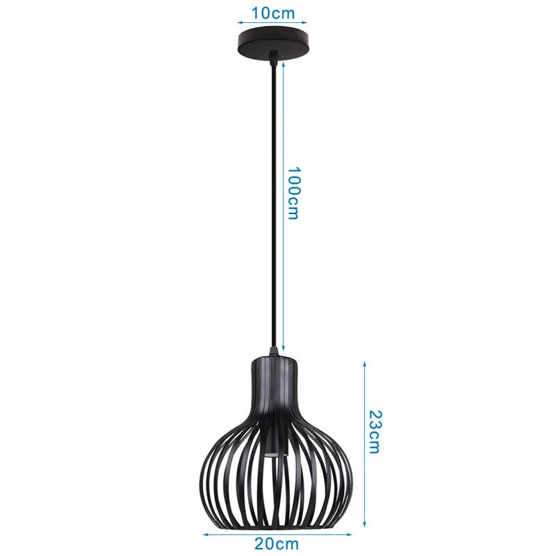 DecorBites™ Industrial Nordic Cage Pendant Light, Black Iron Retro Loft Hanging Lamp