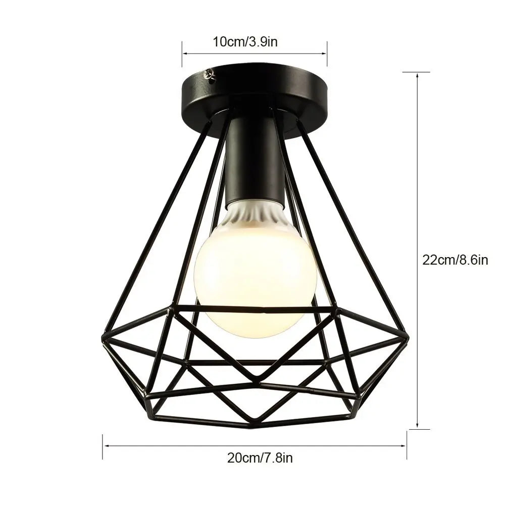DecorBites™ Iron Cage Ceiling Light Modern Nordic Retro Black Loft E27 Home Lighting