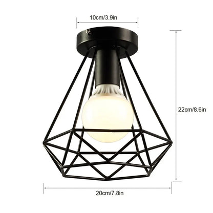DecorBites™ Iron Cage Ceiling Light Modern Nordic Retro Black Loft E27 Home Lighting