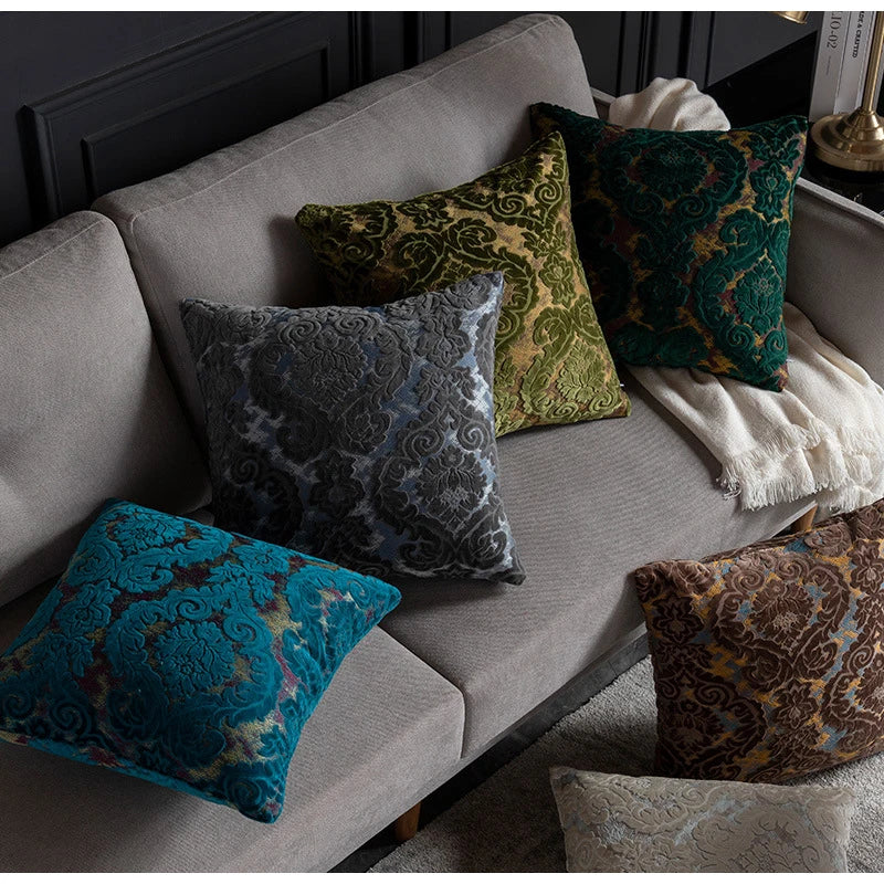 DecorBites™ Damask Cut Velvet Baroque Style Cushion Covers 45x45cm