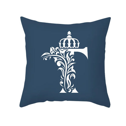 DecorBites™ Blue Letter Pillowcase Solid Color Fleece Sofa Cushion, 45x45CM