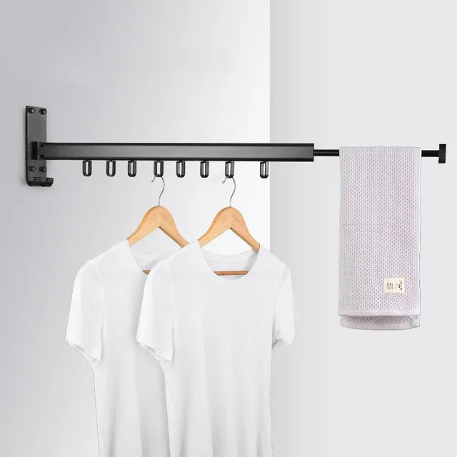 رف منظم لتعليق الملابس من الألومنيوم من DecorBites™، باللون الأسود، قابل للطي وتجفيف الملابس