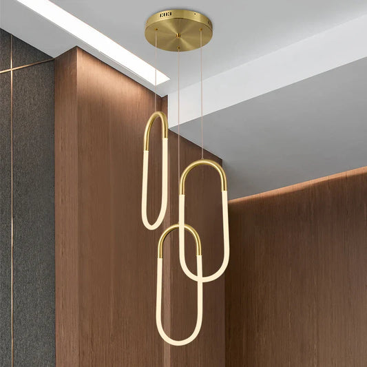 DecorBites™ Gold Acrylic Ring Pendant Light for Modern Living Spaces