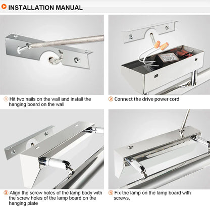 DecorBites™ LED Bathroom Wall Light Stainless Steel Makeup Mirror Lamp Fixtures