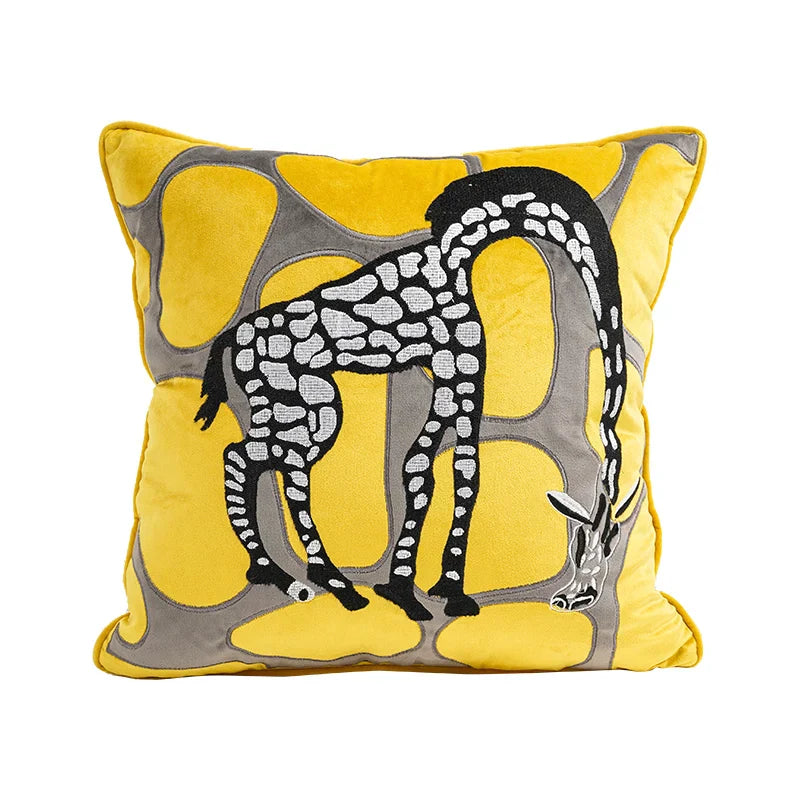 Funda de Cojín con Bordado en Parche de Cuero Decorbites™: Estuche de Almohada de Lujo Moderno para Sofá