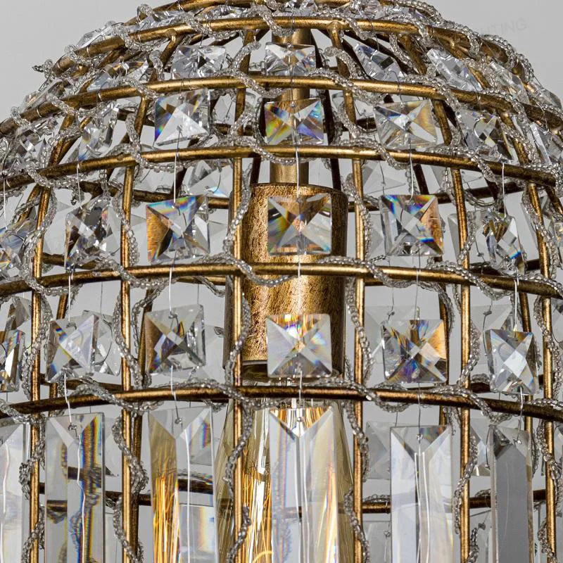 DecorBites™ Bronze 1-Light Crystal Chandelier French Lighting for Kitchen, Living Room, Dining, Bedroom