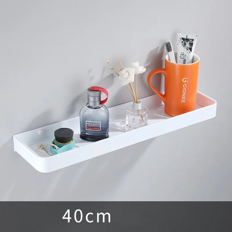 رف زاوية حمام من الألومنيوم من DecorBites™ مثبت على الحائط بطول 30-50 سم، حامل تخزين مطبخ أبيض