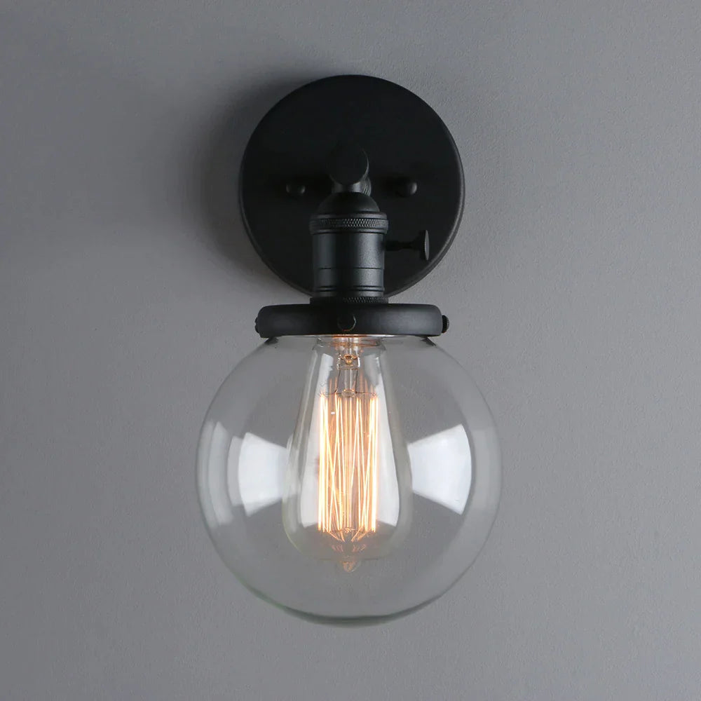 DecorBites™ Industrial Glass Canopy Wall Sconce Light for Kitchen Bathroom Corridor