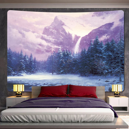 DecorBites™ Christmas Snow Forest Oil Painting Tapestry - Home Bohemian Wall Decoration