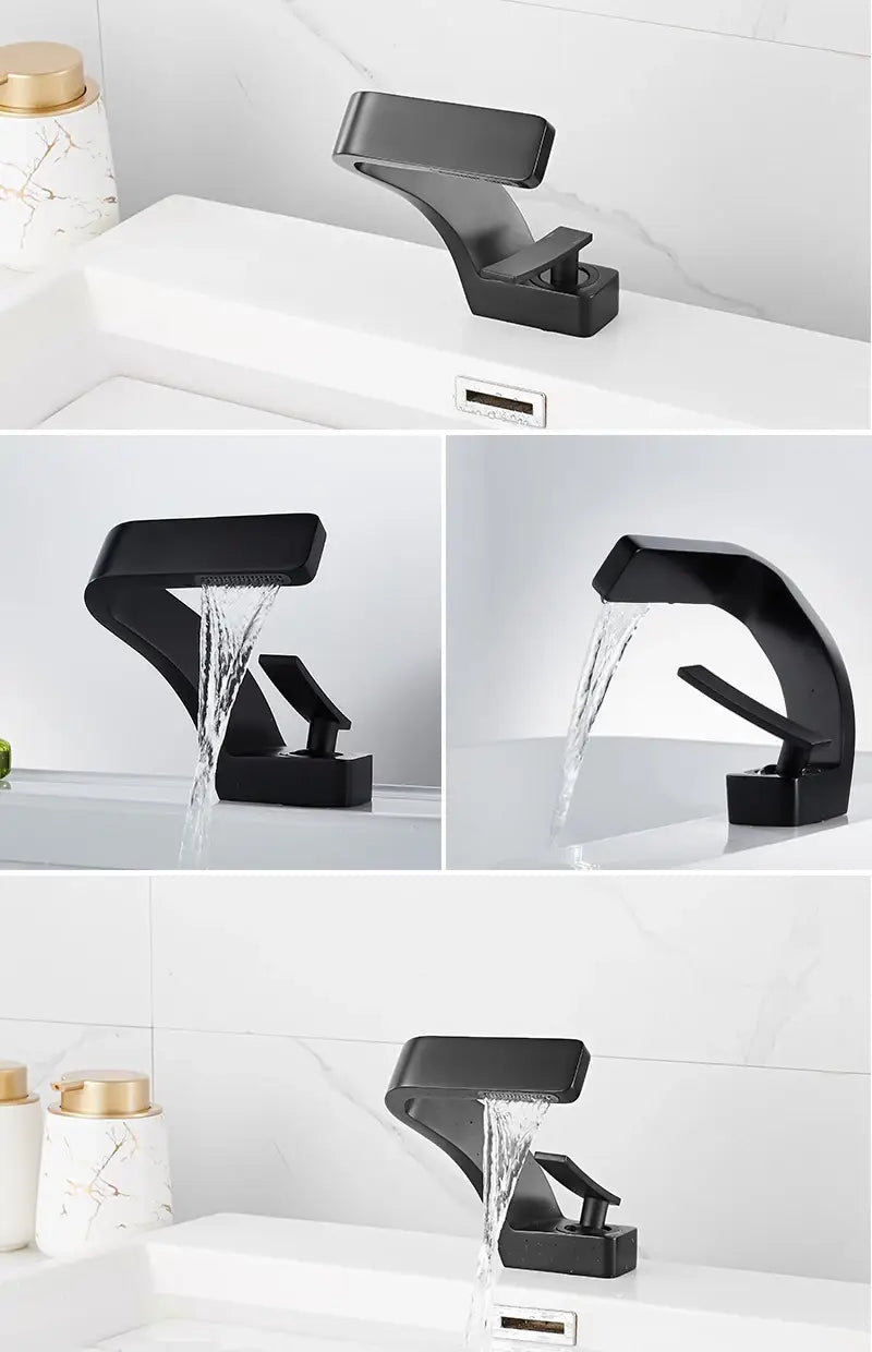 DecorBites™ Modern Black Bathroom Sink Faucet