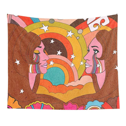 Decobites Rainbow Psychedelic Tapestry: Colorful Trippy Wall Decor for Girls' Dorm