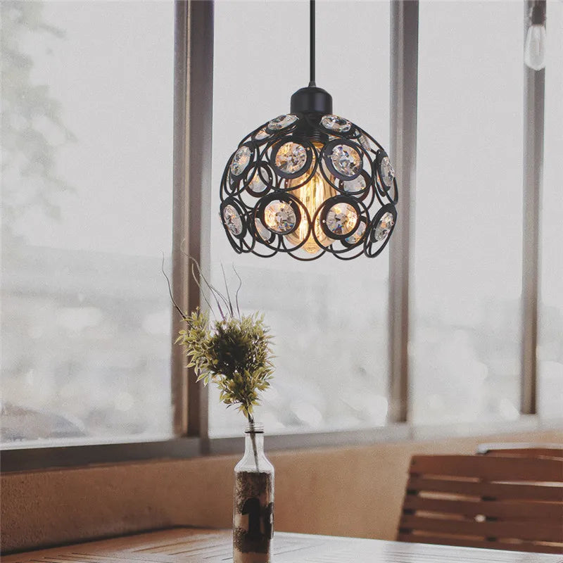 DecorBites™ Industrial Nordic Cage Pendant Light, Black Iron Retro Loft Hanging Lamp