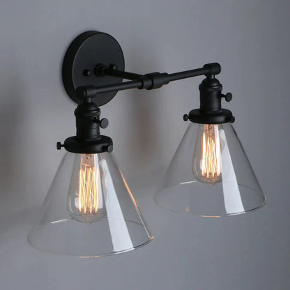 DecorBites™ Double Cone Glass Industrial Wall Sconce - Dual Light Fixture