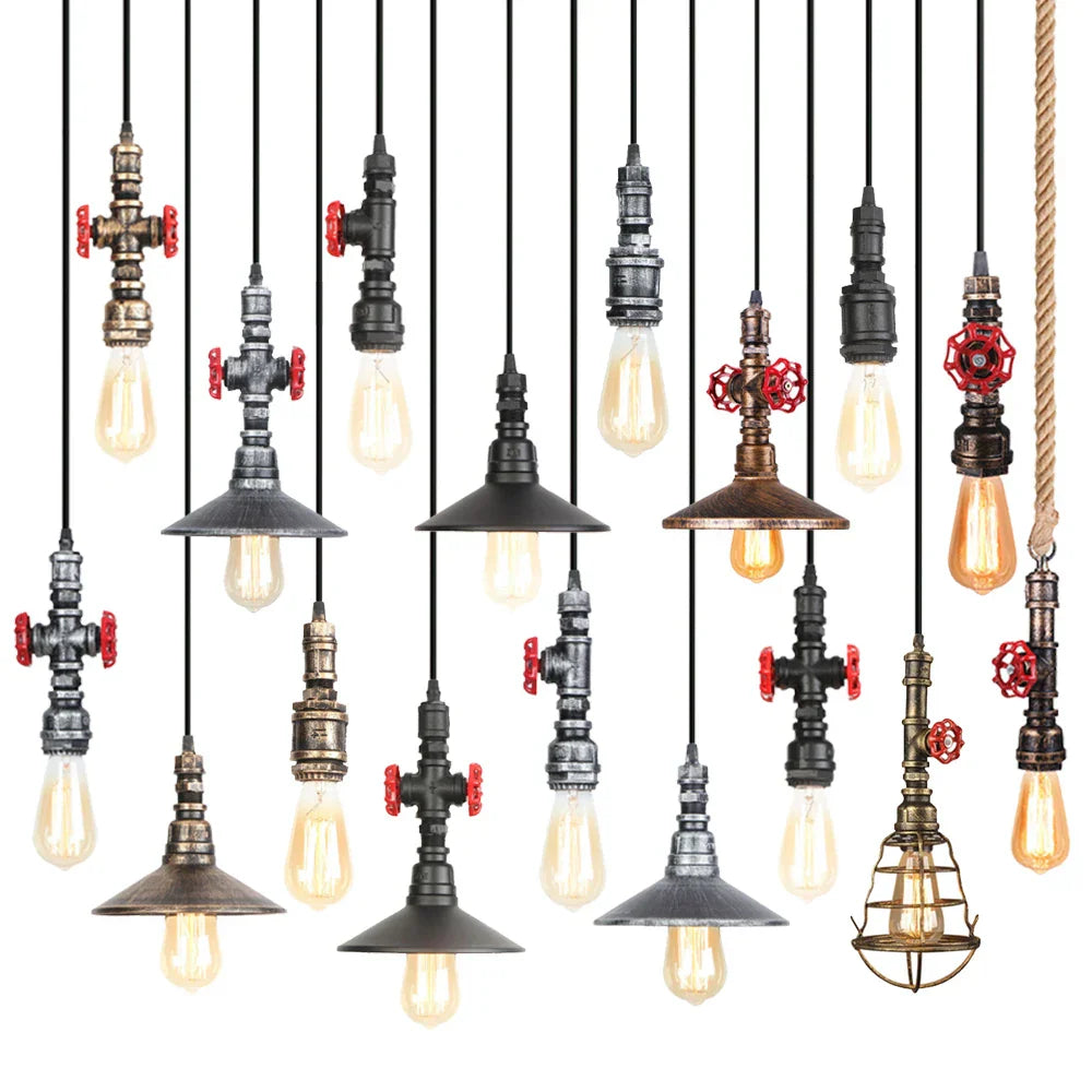 Lámpara colgante de loft retro industrial Decorbites™ con tubería de agua