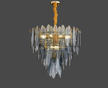 DecorBites™ LED Glass Metal Leaf Chandelier: Luxury Postmodern Lighting for Home Decor, Bedroom, Living Room