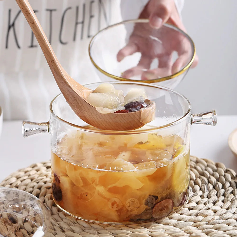 DecorBites™ Glass Cooking Pot - Heat-Resistant Stove Pot for Boiling Water, Cooking Noodles, and Making Soup