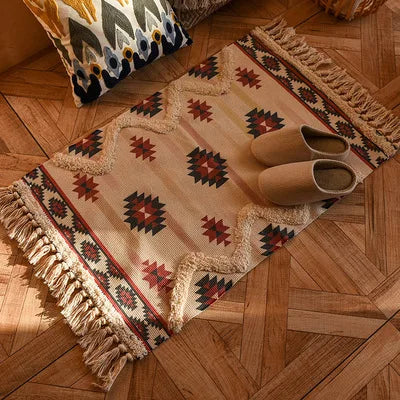 DecorBites™ Bohemian Tassel Rug - Retro Hand Woven Carpet for Home Decor