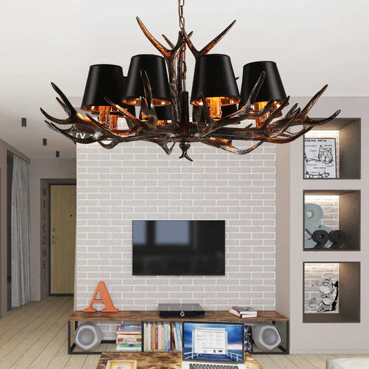 DecorBites™ Antler Chandelier Rustic Resin Restaurant Cafe Decor Vintage Art Deco Lamp
