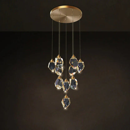 DecorBites™ Crystal Stone Copper Chandelier - LED Postmodern 2025 Lighting for Staircase