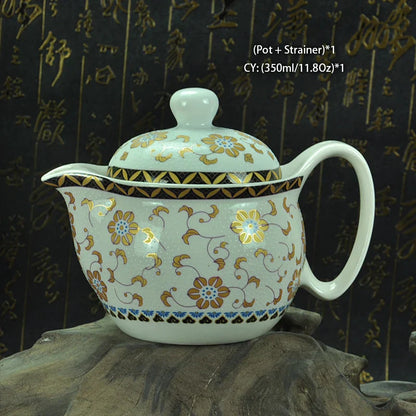 DecorBites™ Ceramic Kung Fu Teapot with Dragon Design 350ml - Handmade Porcelain Tea Pot