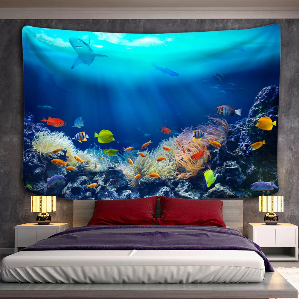 Decobites Sea Fish Coral Animal Tapestry Home Decor Wall Hanging Beach Towel