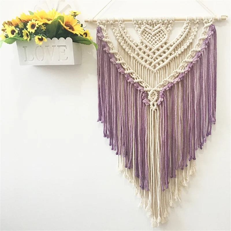 Decobites Colorful Cotton Macrame Wall Hanging Tapestry for Nordic Modern Living Room Decor