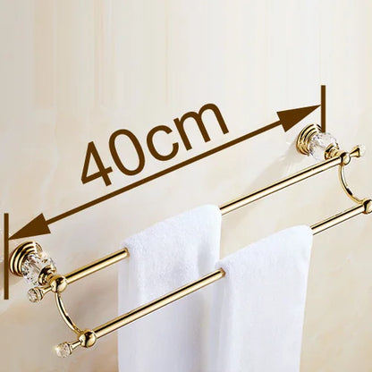 Barra doble para toallas DecorBites™ Crystal Gold para baño, 60 cm de largo