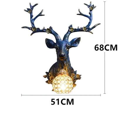 DecorBites™ Antler Wall Lamp Deer Head Wall Light Resin Deer Decor Wall Sconce