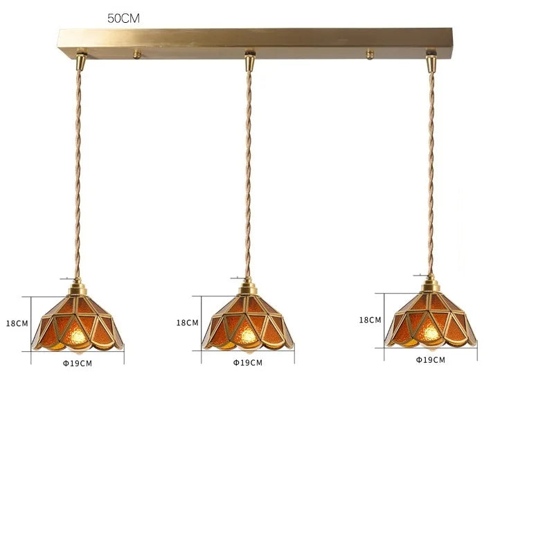 DecorBites™ Japanese Vintage Glass Copper LED Pendant Lamp for Bedroom, Bar, Cafe
