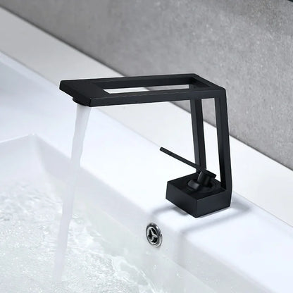Grifo mezclador para lavabo DecorBites™ de latón negro con monomando para montaje en cubierta