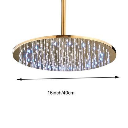 DecorBites™ 16" LED Round Gold Shower Head with Arm - Enhanced Brass Bathroom Accessory