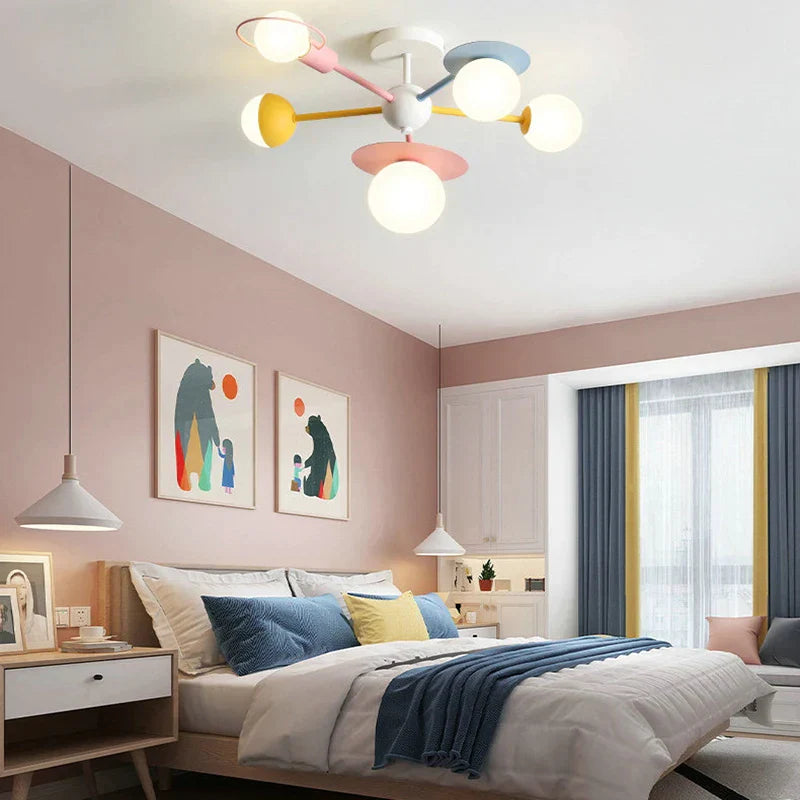 Pink Blue Glass Chandelier