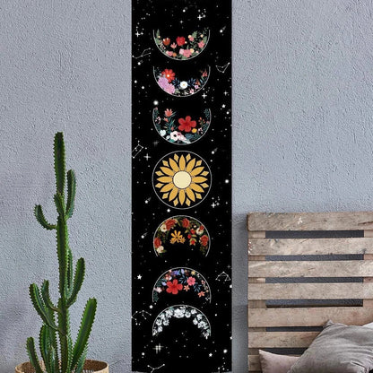 Decobites Moon Phase Tapestry: Bohemian Black and White Wall Hanging