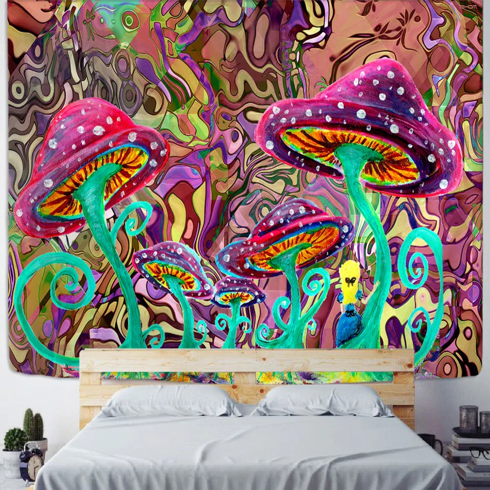 Decobites Mushroom Mandala Tapestry Wall Hanging Hippie Psychedelic Room Decor