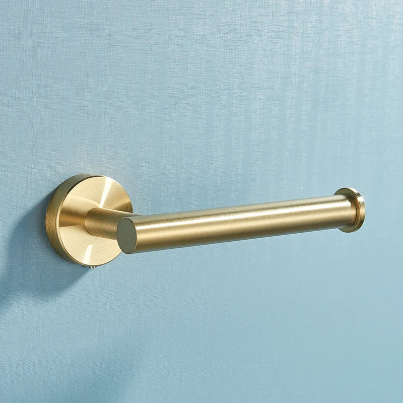 DecorBites™ Brushed Gold Stainless Steel Bathroom Accessories Set - Towel Bar, Toilet Paper Holder, Hooks