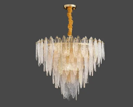 DecorBites™ LED Glass Metal Leaf Chandelier: Luxury Postmodern Lighting for Home Decor, Bedroom, Living Room