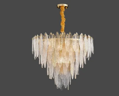 DecorBites™ LED Glass Metal Leaf Chandelier: Luxury Postmodern Lighting for Home Decor, Bedroom, Living Room