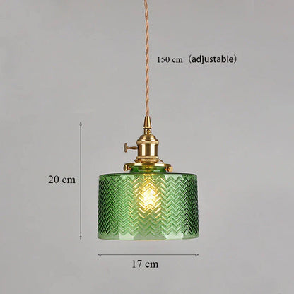 DecorBites™ Green Glass LED Chandelier: Minimalist Brass Hanging Lights