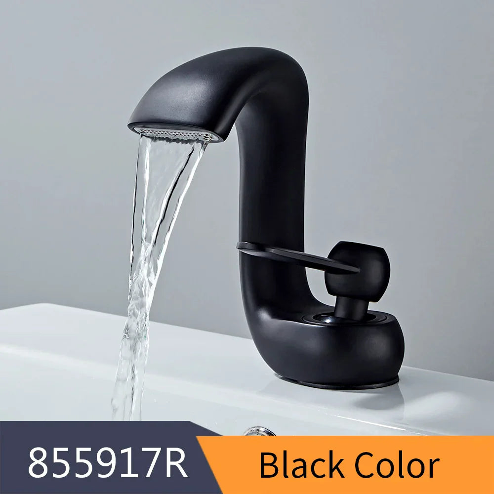 Grifo de Lavabo Decorbites™ Gold Basin: Grifo Mezclador de Una Palanca en Latón Moderno para Baño